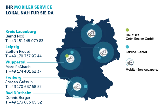 Mobiler Service_DE-Karte mit Kontakten