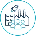 Flaches Icon f&uuml;r Familienunternehmen mit Weitblick