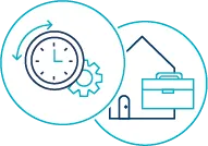 Flache Icon für Flexible Arbeitszeiten und mobiles Arbeiten