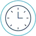 Icon with clock symbol for fast response time