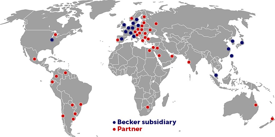 Becker wereldwijd kaart